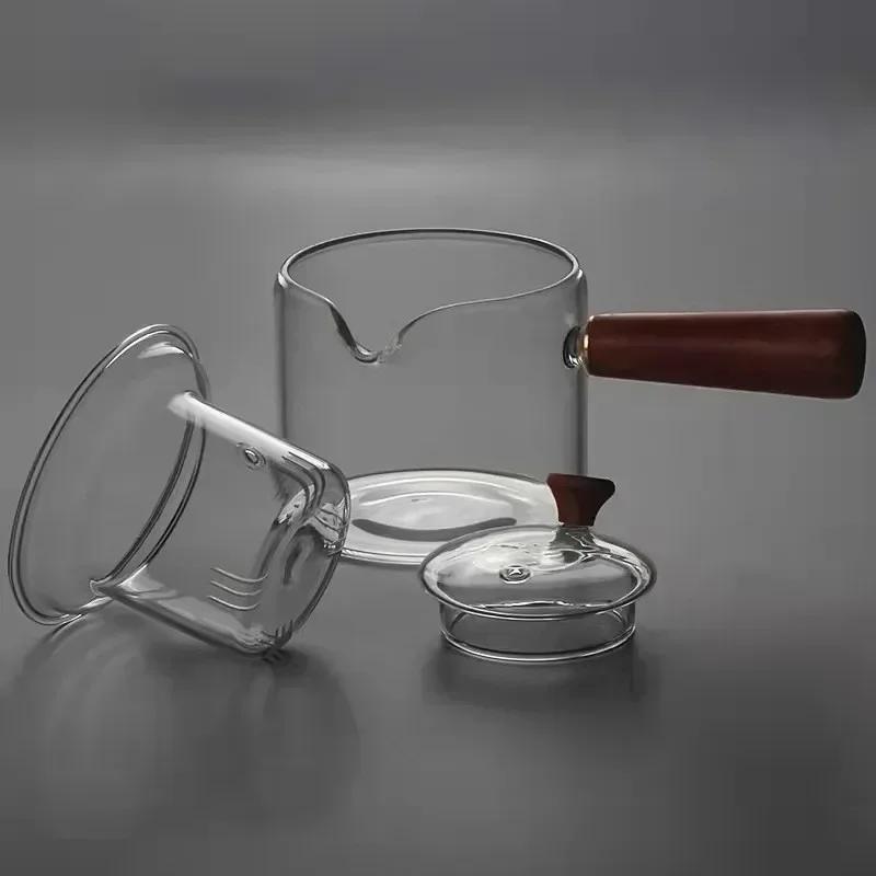 Japansk glasstekanne med sidehåndtak tekanne med trehåndtak Kung Fu tesett fortykket tekoker Intuitiv tekanne