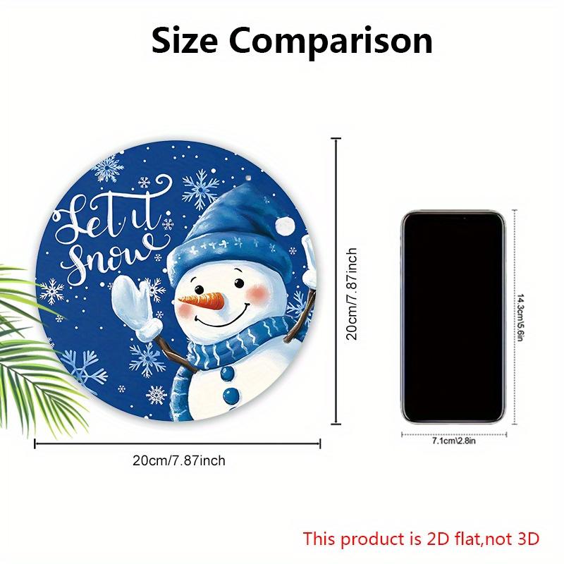 Wooden Christmas Sign with Adorable Snowman Pattern - Navidad Round Sign for Front Door Wall Hanging Decor - Ideal Christmas Gift
