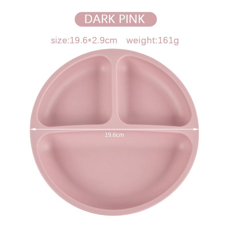 

Присоски для младенцев - Силиконовый набор для кормления младенцев Детские тарелки с присосками, разделенные на детские тарелки темно-розовый