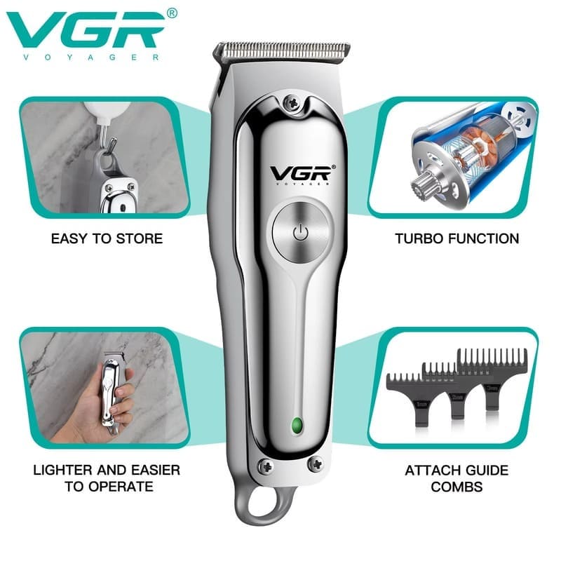 Professional Men's Rechargeable Electric Hair Clipper with Stainless Steel Blades USB Charging and Plug-in Function  Large Battery  Washable