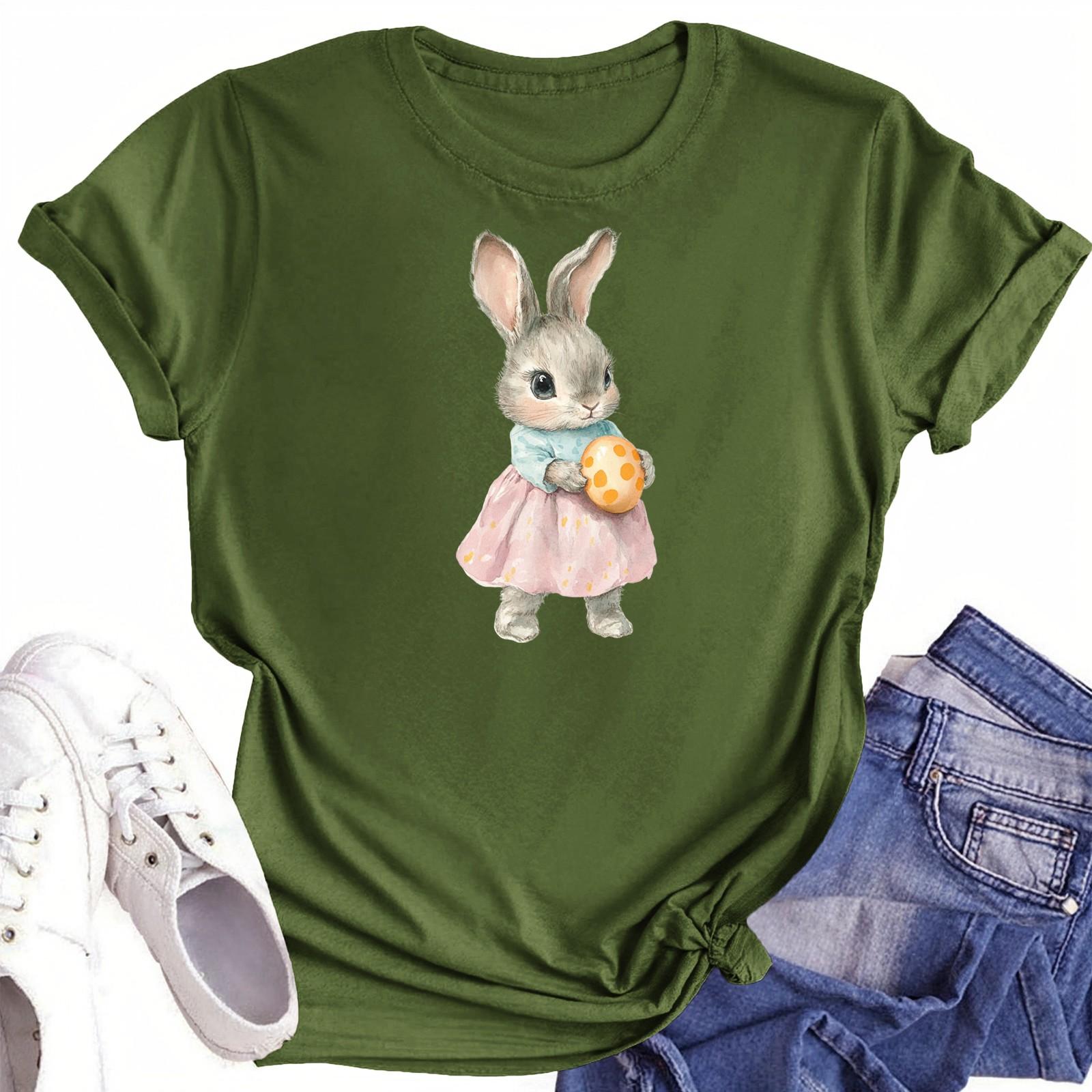 

Женская повседневная футболка с круглым вырезом и короткими рукавами с принтом L армия зеленый