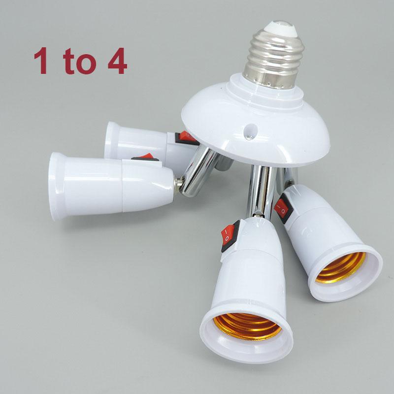 E27 TO 2 3 4 5 E27 Power Socket Way In 1 LED Light Bulbs Light Flexible Holder Base Switch Splitter Converter AC Power Lamp