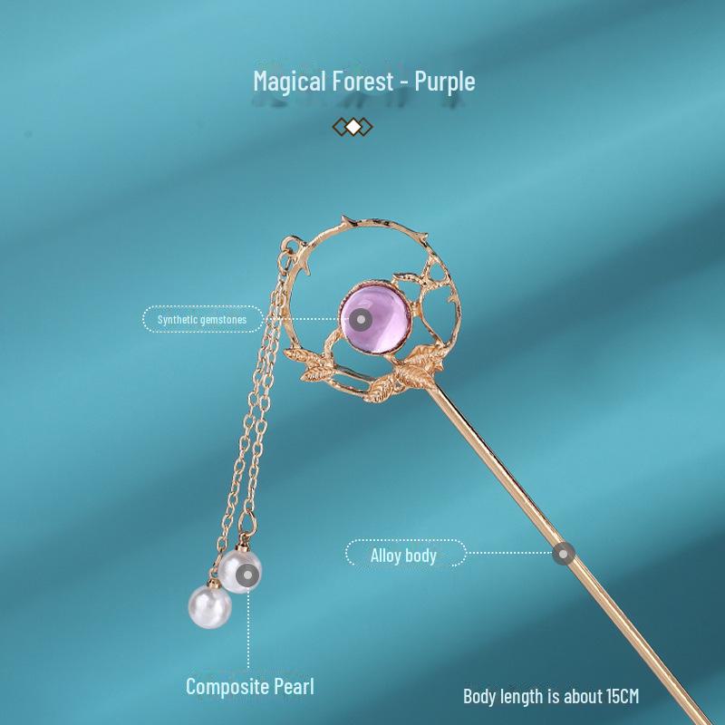 Ancient Style Metal Hairpin with Tassel - Modern Hanfu Headdress for Daily Wear