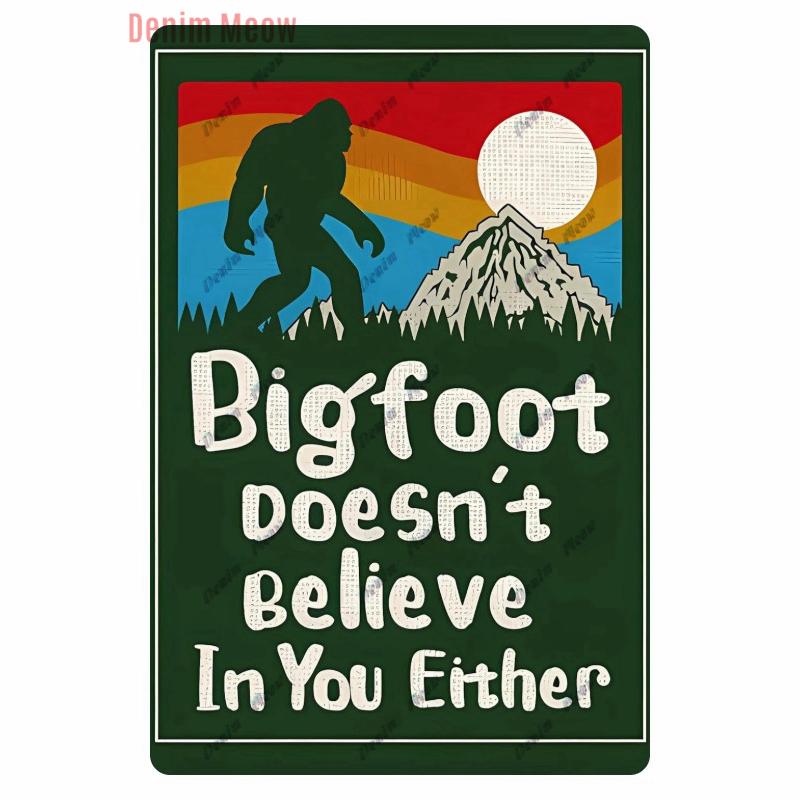 Vintage Bigfoot Crossing Metal Wall Decor, Warning Bigfoot Area, Tin Signs, Retro Decorative Stickers, Home Decor,  WY288