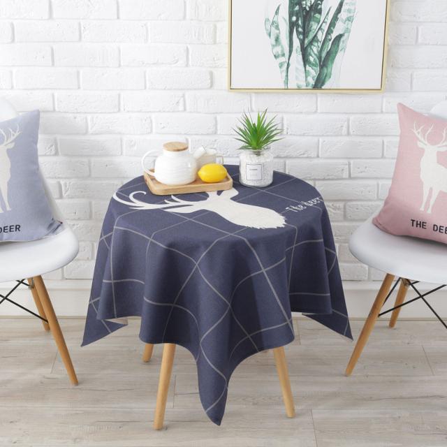 Nordic Deer Printing Decorative Fabric Cover Towel Living Room Balcony Fashion Small Tablecloth Dustproof Square Tablecloth
