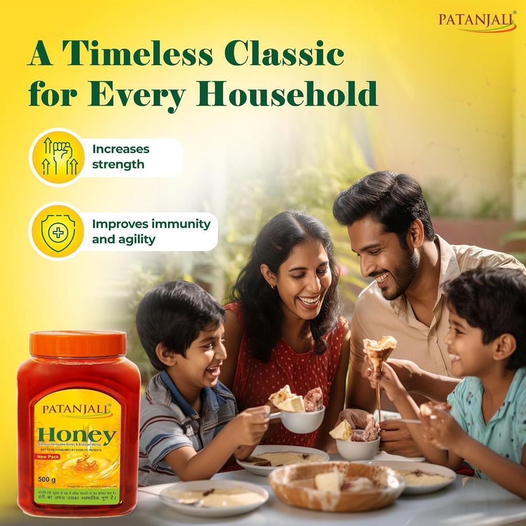 Patanjali Pure Honey Shahed 500g Pack of 1 Natural Sweetener and Culinary Use Premium Quality