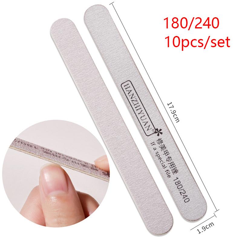 10Pcs Nail File Wooden Nail Art Sanding Buffer 120/180/240 Sandpaper Uv Gel Polisher Manicure Pedicure Nails Tool