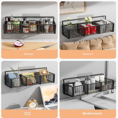 1/2/3 Grid Onion Ginger Garlic Kitchen Shelf Wall Hanging Condiments Spice Vegetable Fruit Storage Rack Drain Basket Punch-Free