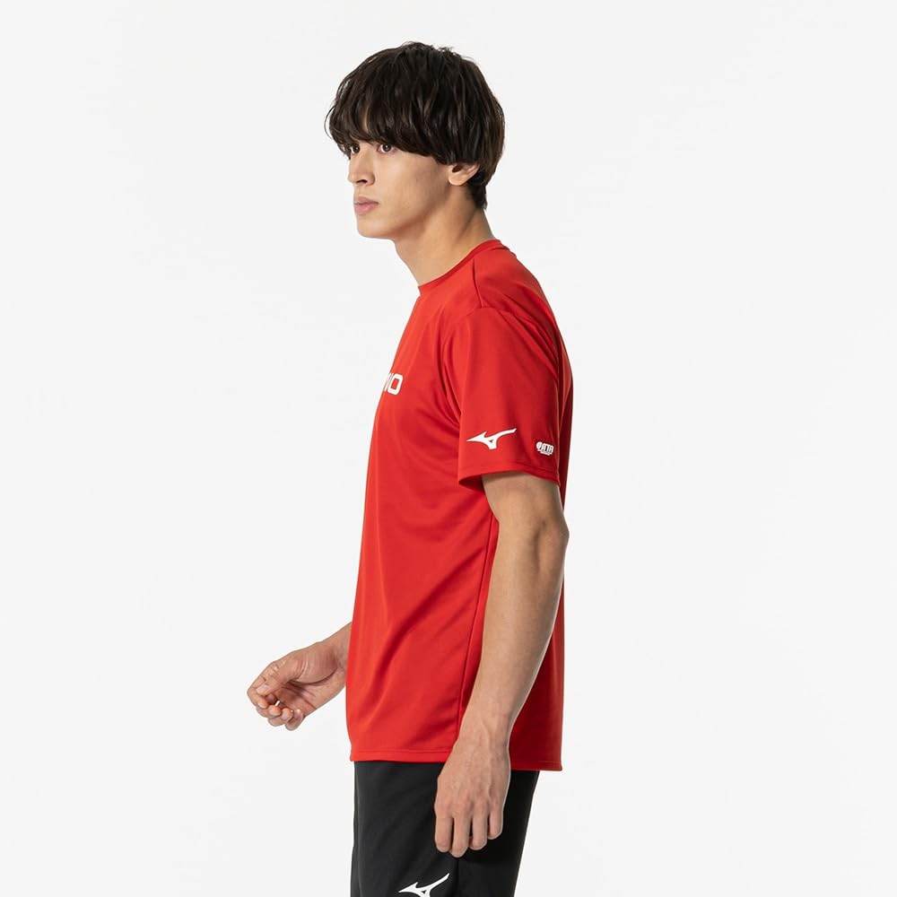 Mizuno Table Tennis Game Short JTTA Salsa Size L Shirt, Sleeve, U-Neck, Unisex, Moisture-Wicking, Quick-Drying, Certified, 82JAA110, Red,