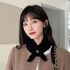 Cold Resistant Knit Triangular Scarve Solid Color Knitted Cross Scarf False Collar  Female