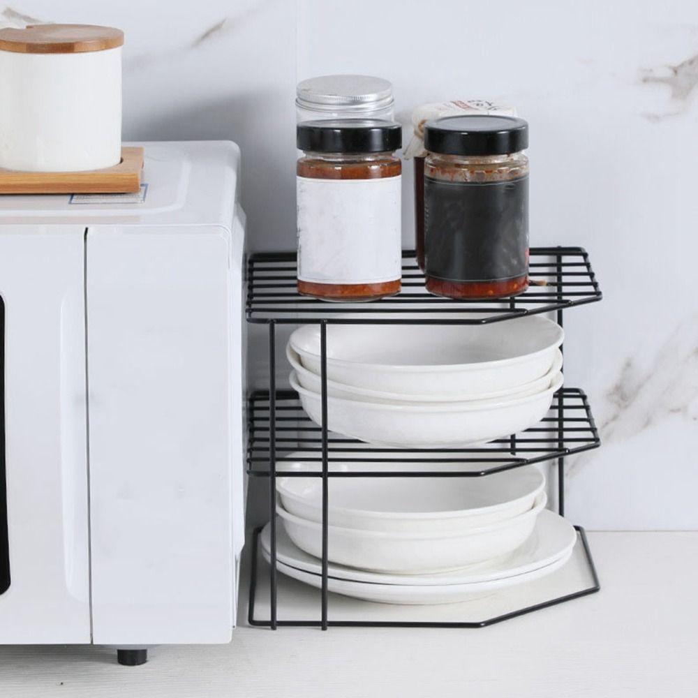 

Iron Seasoning Corner Shelving Non Punching Sink Storage Rack Cupboard Pantry чорний