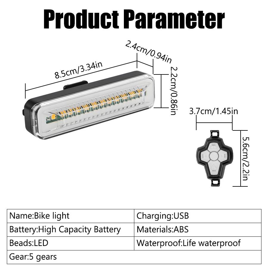 Bicycle & Scooter Turn Signal Rear Light - Wireless Charging, LED Flashing Modes, Waterproof Safety Tail Lamp for Night Cycling