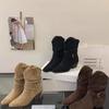 Fashion New Style Fashion Women's Suede Long Boots Soft Platform Side Zipper Women Western Boot Plus Size Solid Color Luxury Boots