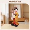 23cm Ethnic Japanese Geisha Doll Collectible Figurine, Vintage Kimono Girl Statue for Table