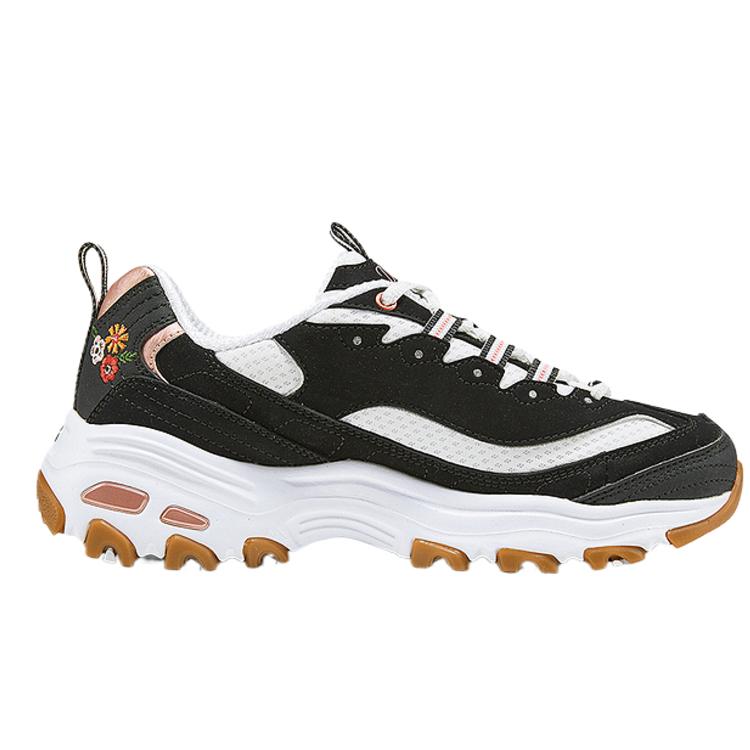 Skechers DLites Comfortable Round Toe Shock Absorbing Low Top Dad Shoes Women sneaker 150553-BKW