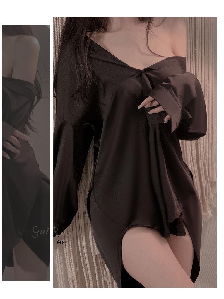 Sexig enfärgad lös passform pyjamas set - Plusstorlek bekväma hemmakläder