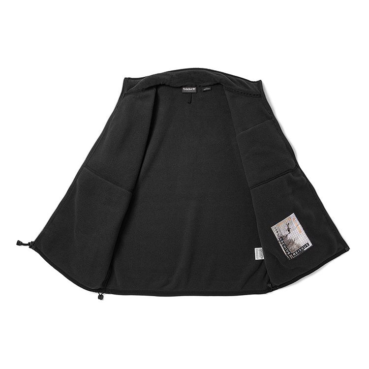 Timberland Solid Color Logo Outdoor Fleece Stand Collar Jacket Unisex Jacket Black A5VJ5-001