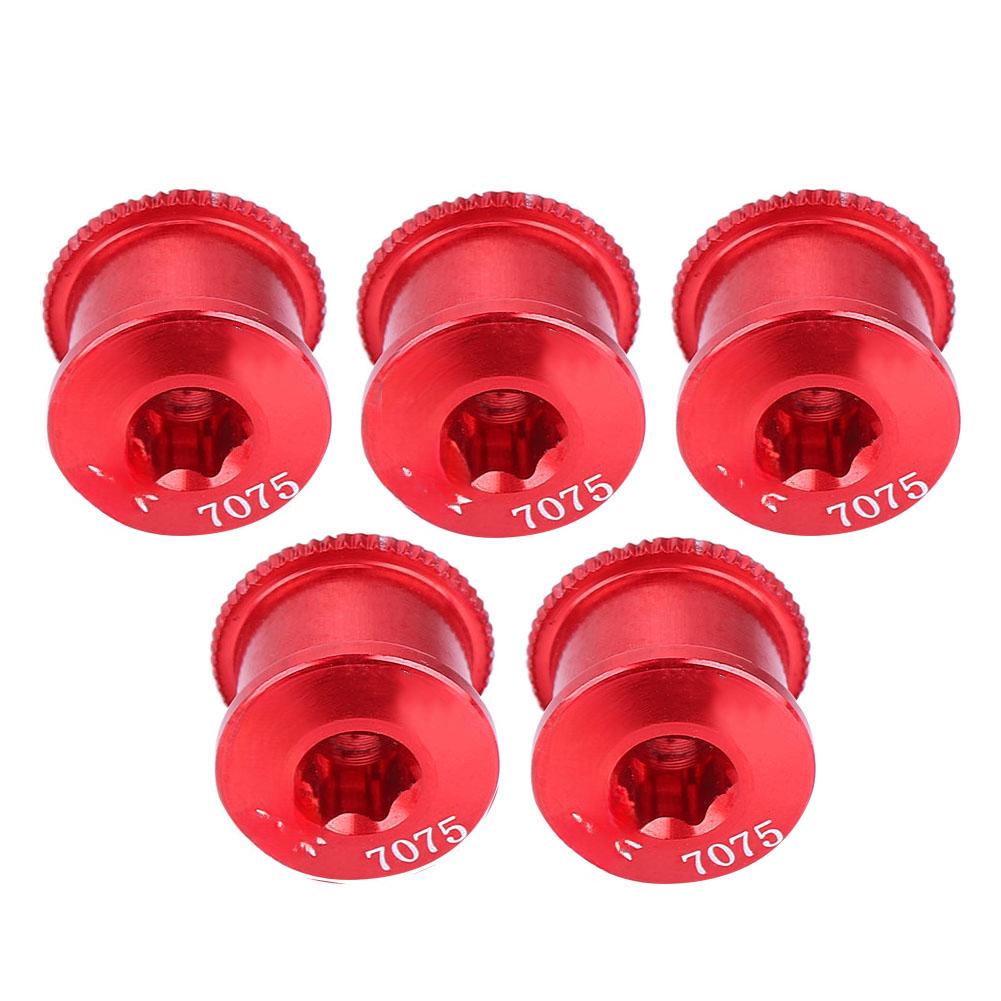 5Pcs Bicycle Bike Chainring Screw Chainwheel Bolt for Single Double Triple Speed(red-7mm)