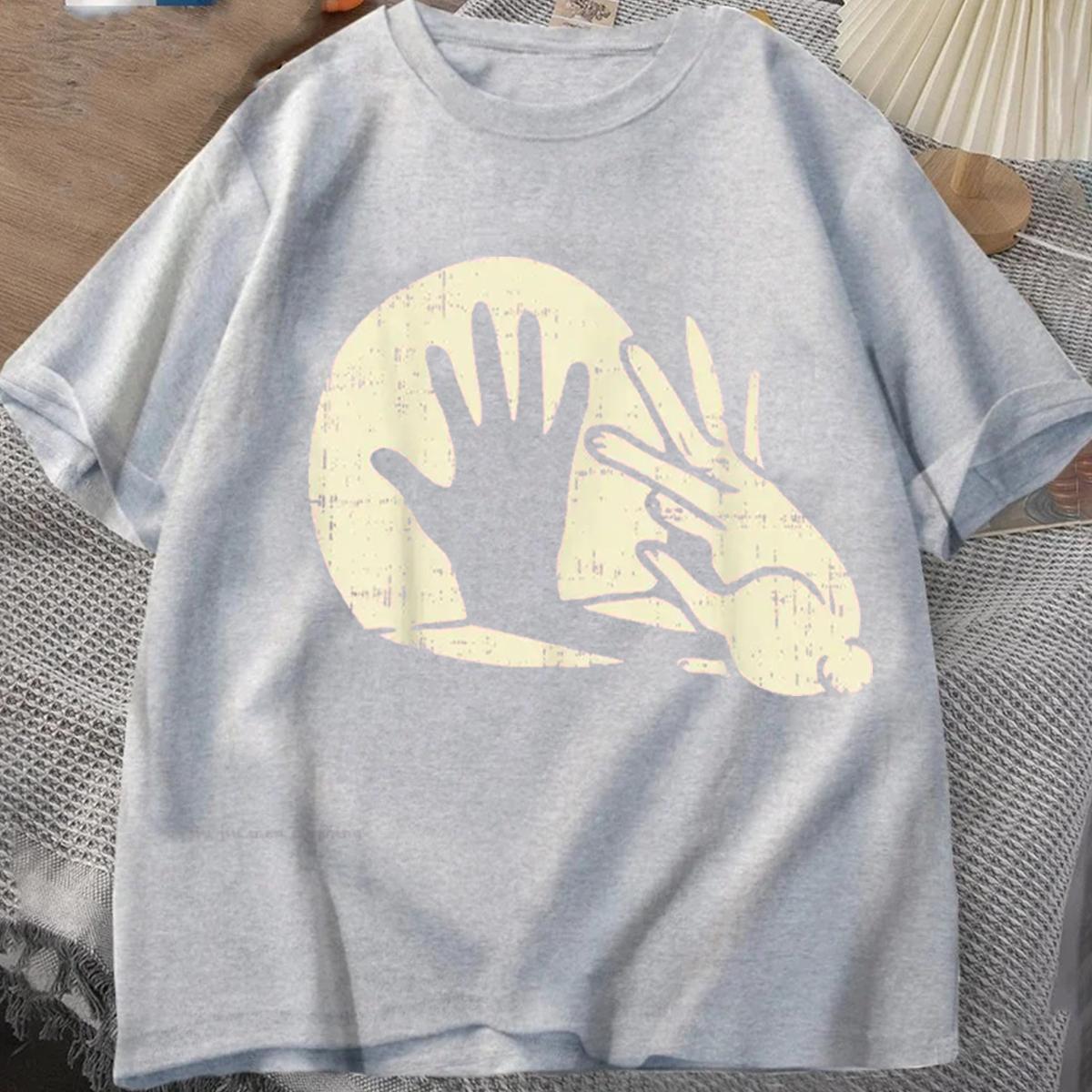 

Funny Rabbit TShirt Animal Bunny Lover Shadow Play Pun Gift Cotton TShirt Oneck Loose Fashion Tops Tees Unisex Oversized Tshirts 4XL