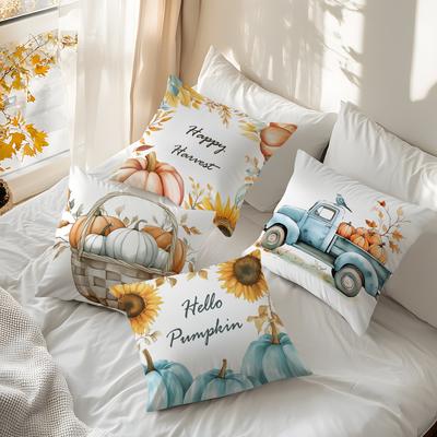 Autumn Harvest of Pumpkins Cushions Pillowcase Polyester Cushion Cover Throw Pillow Sofa Decoration Pillowcover Home Car Decor