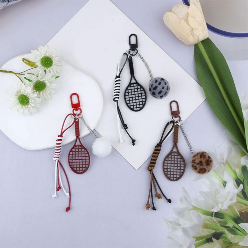 Creative Plush Bag Pendant Ball Racket Bag Charm Keychain Accessory for Fashionable Adults and Sports Enthusiasts