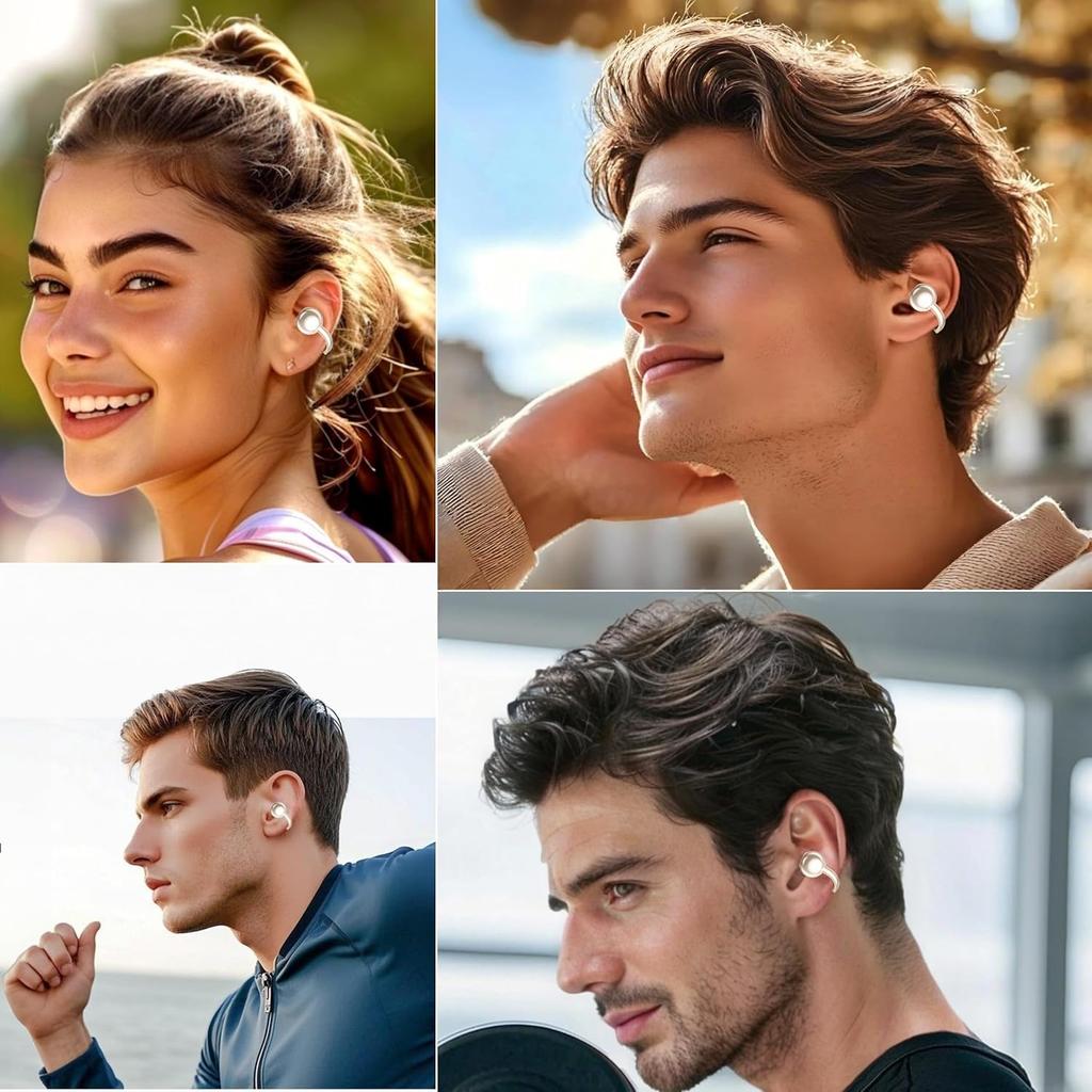 M97 Clip On Earbuds Wireless Bluetooth 5.3, Open Ear Headphones with 50H Battery 10-Min Quick Charge, Featherlight C-Shaped Hook, Secure Fit for