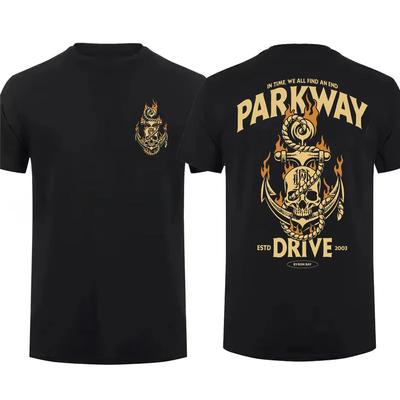 Été nouveau T-shirt pour hommes Parkway Drive Double face Vice noir pur coton T-shirt Motif adolescent streetwear