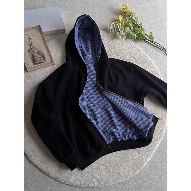 2026 New Men's American Plaid Zipper Hoodie Cardigan Jacket - Cleanfit Vibe Short Wide Design