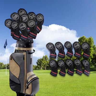 10 Stück Golfschlägerkopfhüllen Set Queue Dekorative Hüllen Headcovers mit Nummernanhänger für Outdoor-Sporttraining Golfspiele