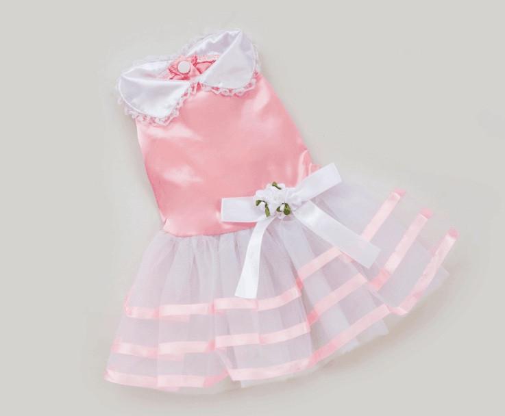 

2015 Pet Dog Puppy Princess Dress Stripe Bow Lace Skirt Clothes Pet M
