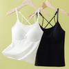 V Yaka Tank Top Çizgili Örgü Halter Kırpılmış Üstler Kadın Yazlık Atletler Göğüs Pedi Atlet Moda Rahat Tüp Kadın Kolsuz Kırpılmış Yelek