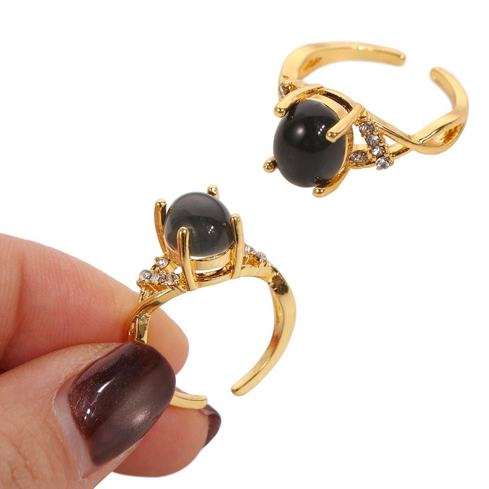 Moon Stone Changing Color Ring Oval Color Changing Mood Ring Retro Adjustable Mood Rings  Couples