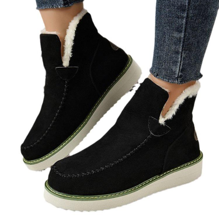 Women's Plus Size Cotton Boots In Stock, Winter Models, Solid Color Wedges, Feet, Plus Size Women's Snow Boots, Warm Short Boots