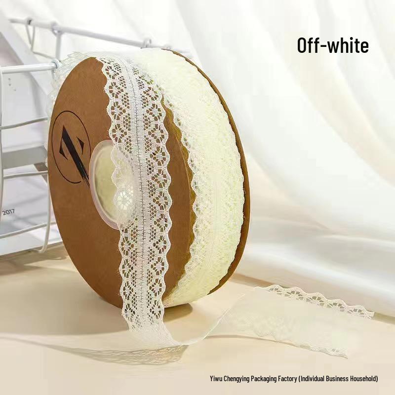 3cm Lace Edge Ribbon for Bouquet & Cake Decor, DIY Bow Streamer - Flower Design 25 & 50 Size