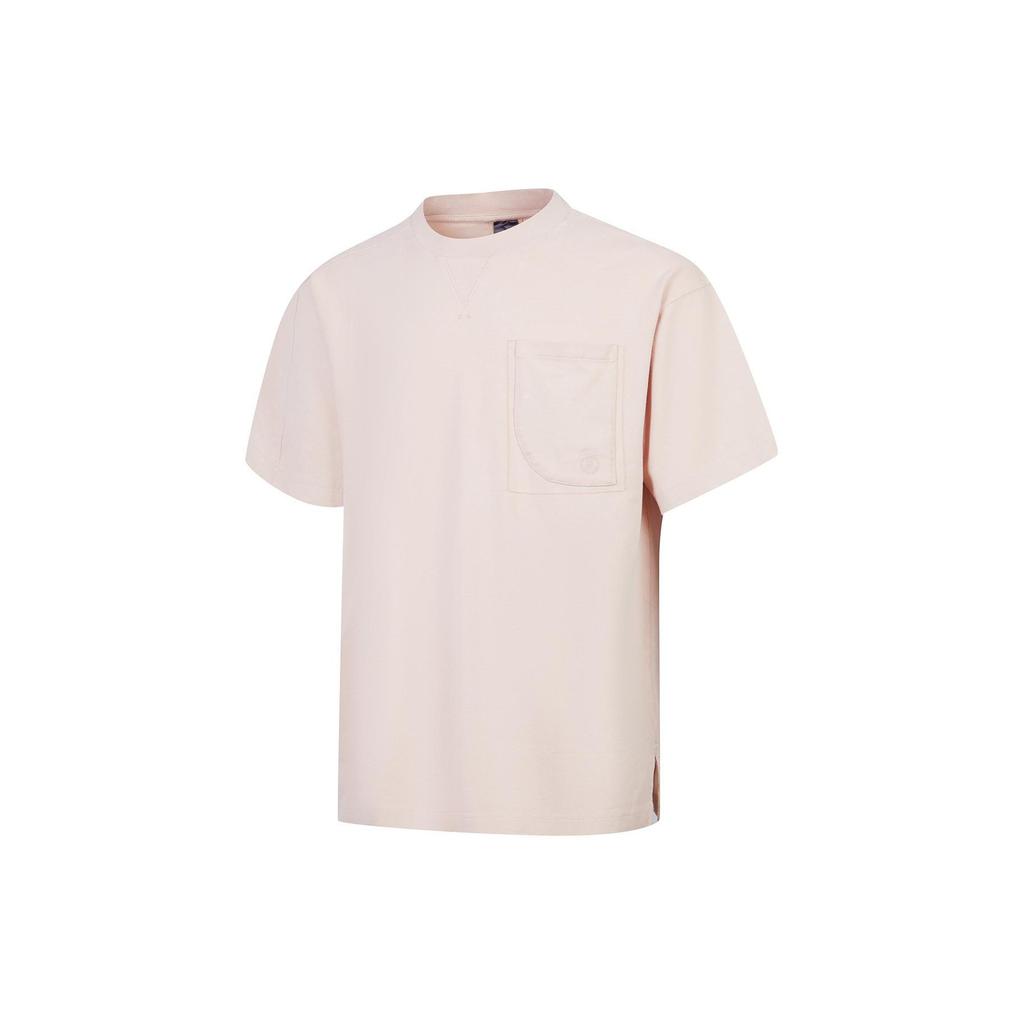 Li Ning T Shirts Men's Pink Crew Neck Moderate Straight Fit AHST059-4