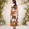 Women s Plus Size Sleeveless Keyhole Neck Halloween Ghost Pumpkin Printed White Long Dress