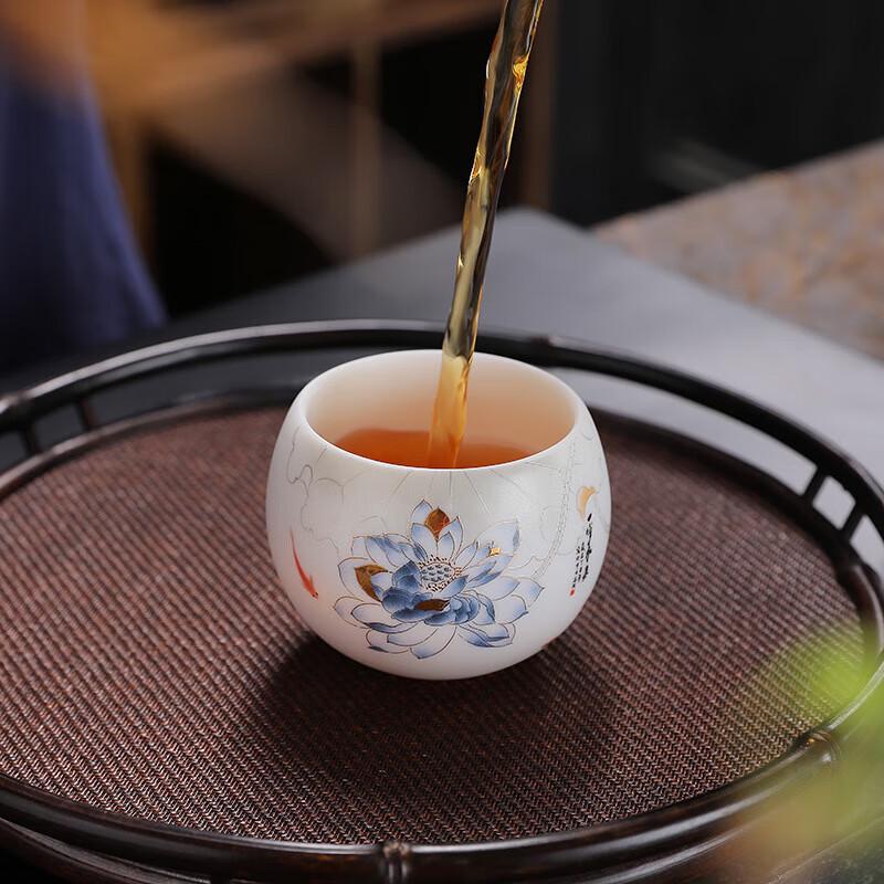 Dehua Mutton-Fat Jade Ceramic Teacup - Auspicious Crane