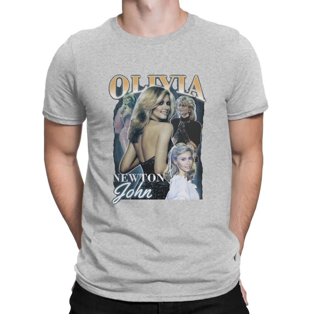 Funny Australian Pop Female Singer T-Shirts Men O Neck Cotton T Shirt Olivia Newton John Short Sleeve Tee Shirt Original Clothes
