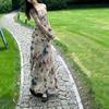 Yunnan Dali Travel Wear Retro Butterfly Print Long-sleeved Dress Women's Early Autumn New Thin Waist Dress