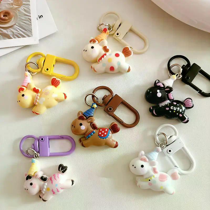 Cute Cartoon Pony Keychain Kawaii Year Of The Horse Decoration Creativity Horse Backpack Pendant Accessories New Year Gift