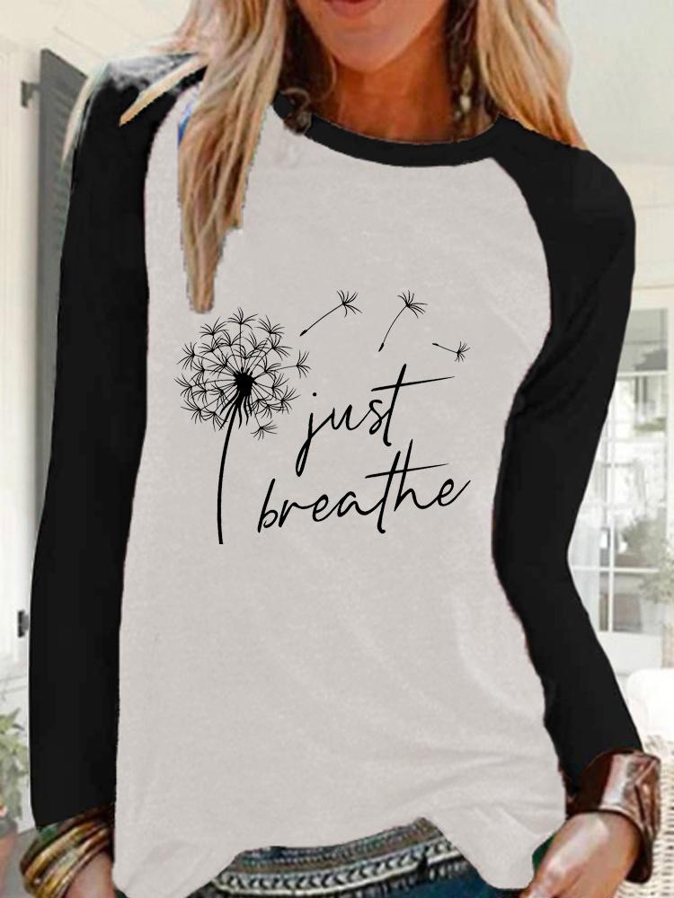 

Осенне-зимняя модная женская повседневная футболка с длинными рукавами и принтом одуванчика, футболка с круглым вырезом, пуловер, топ