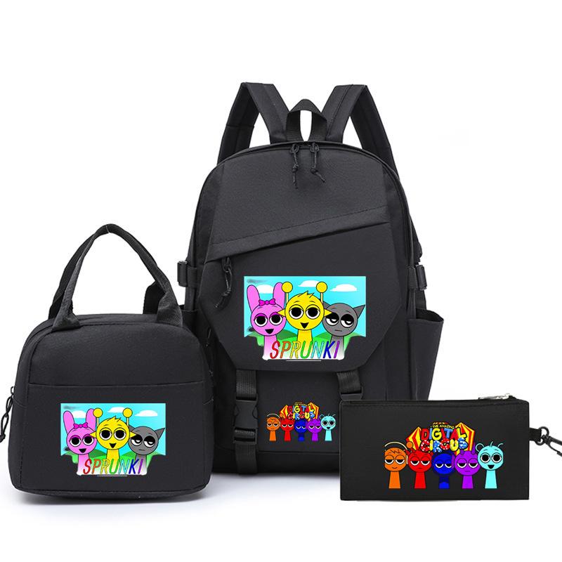 New rhythm box printed starry sky teen student schoolbag three-piece set men's and women's backpack