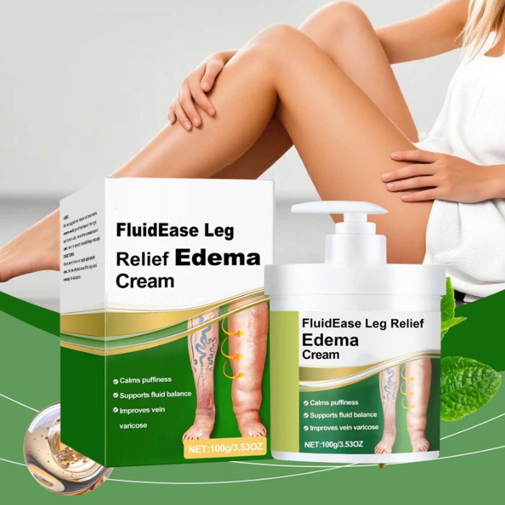 Fluidease Leg Edema Cream, Fluid Ease Leg Cream, Lymphatic Drainage Massage Cream,  Care Lymphatic Massage Cream, Edema Relief For Legs And Feet