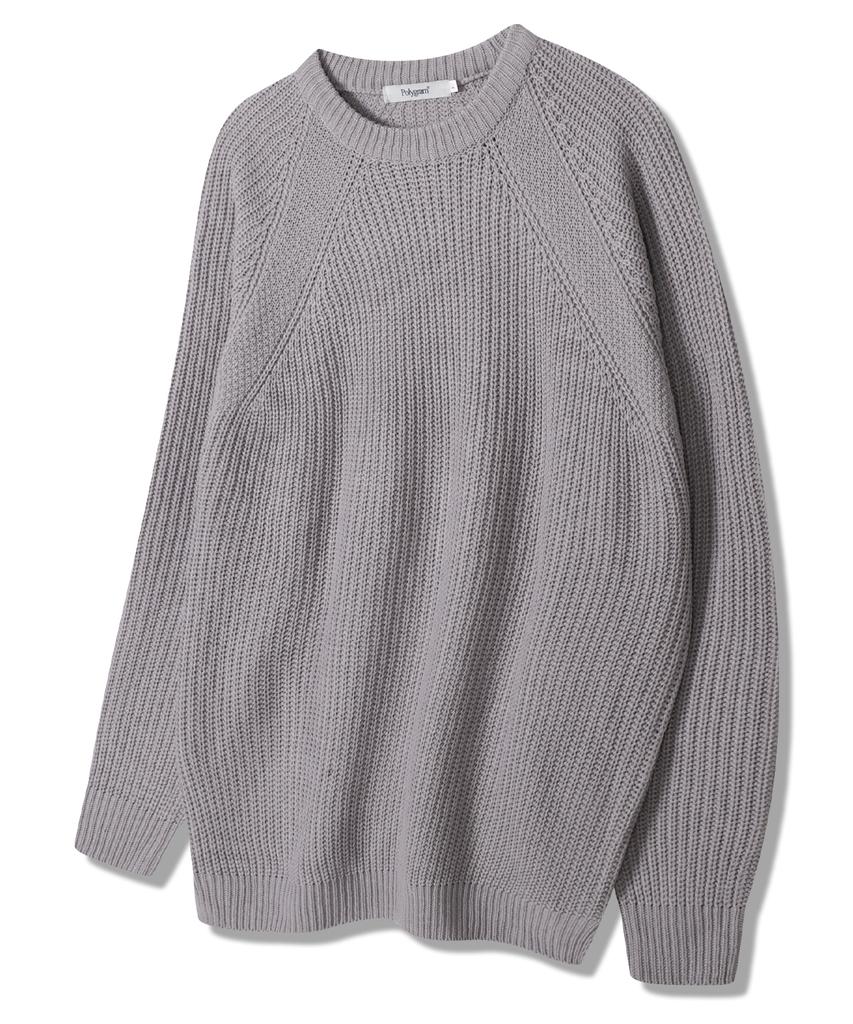 POLYGRAM Side Slit Raglan Round Knit - 4 Colors
