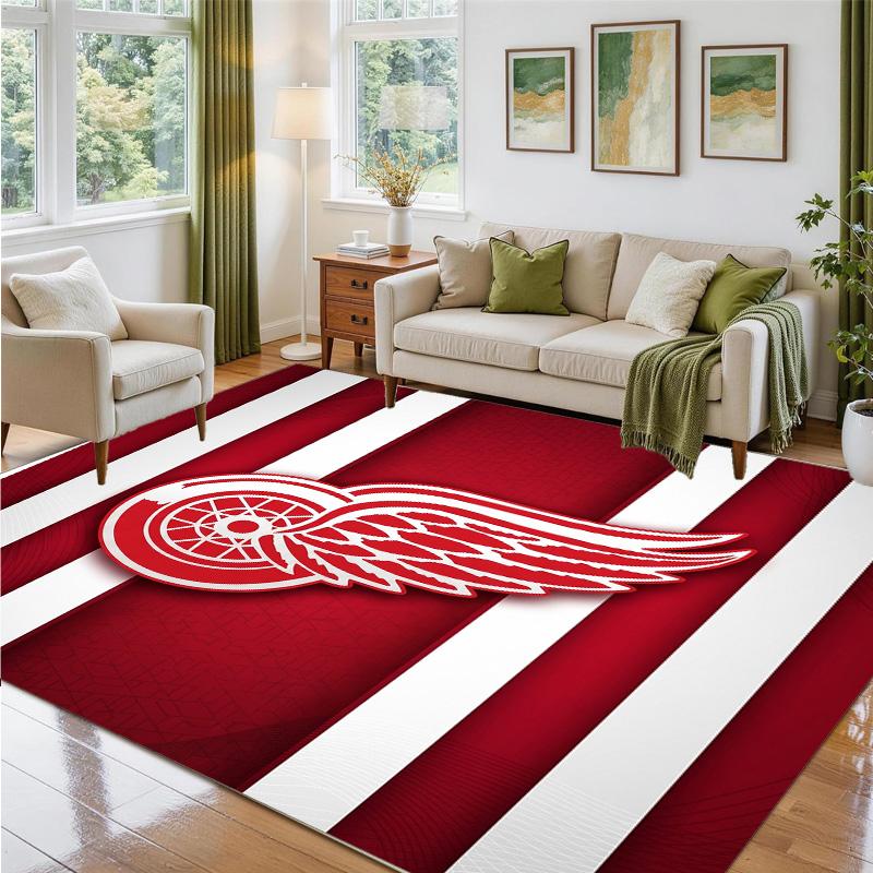 Detroit Red Wings Design Kristall-Samt-Teppich Weich Dekorative Matte für Schlafzimmer Eingang