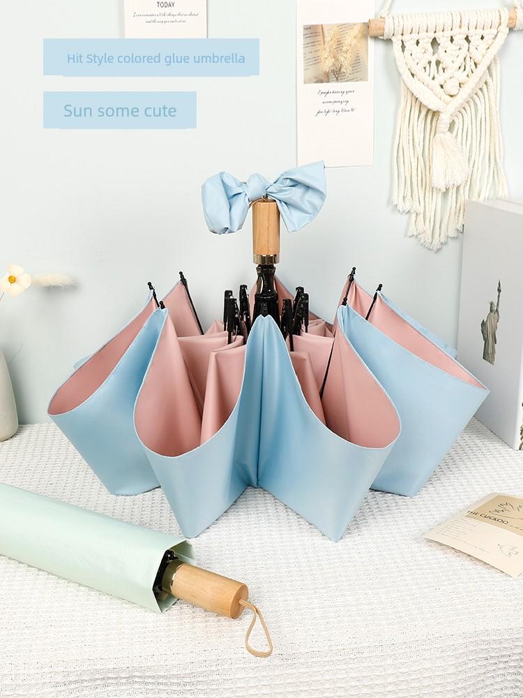 French style Retro Umbrella Folding Rain Or Shine Dual-Use Sun Umbrella Sun Protection UV Protection Women Minimalist Prohibition Ins Style