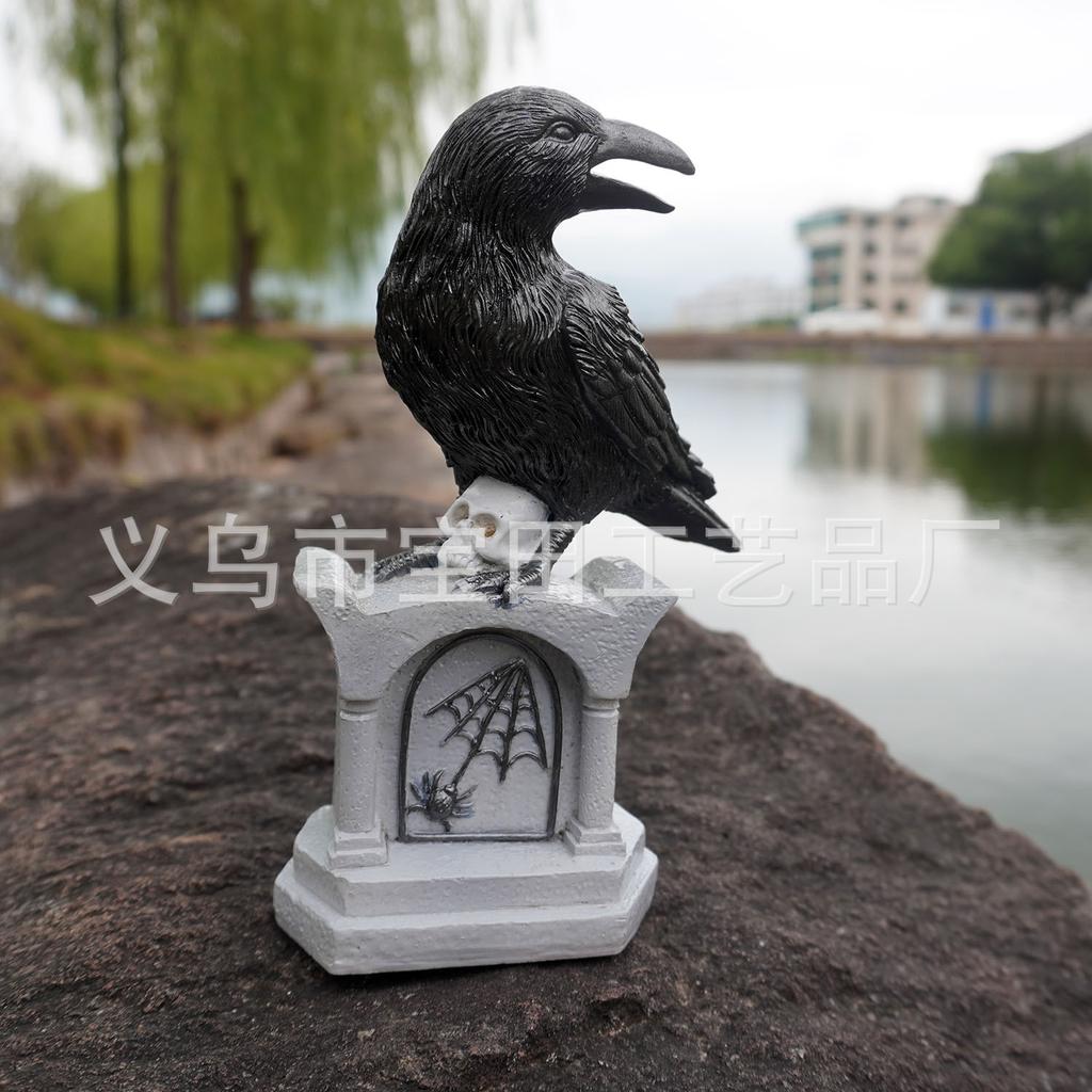 Tombstone Crow Resin Crafts Are Suitable for Tabletop Pendulum Courtyard Decoration Garden Atmosphere Layout