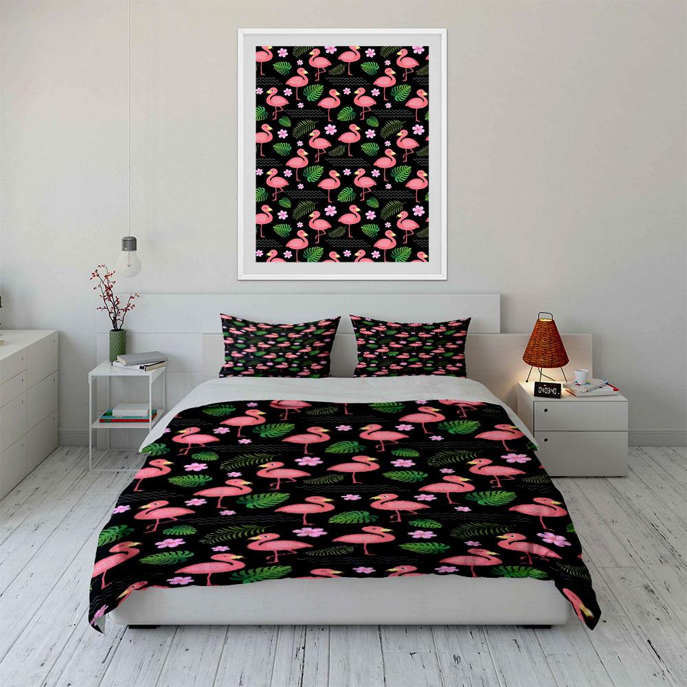 Tropical Flamingo Paradise Carnival Bedding Sets Duvet Covers Pillowcases(1* Duvet Cover 2* Pillowcases Without Duvet Insert)