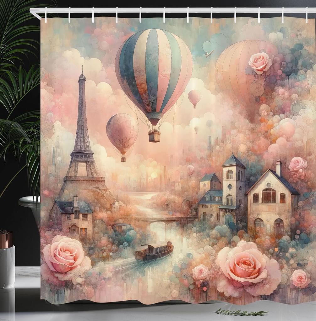 Watercolor Style Shower Curtain Green Leaf Appearance Abstract Branch Fabric Bathroom Decorative Shower Curtain With Hook,