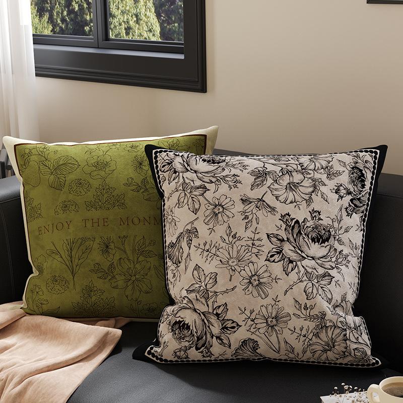 Copricuscini decorativi stile francese 45x45cm con imbottitura, Cuscini decorativi in misto lino per divano, letto, soggiorno